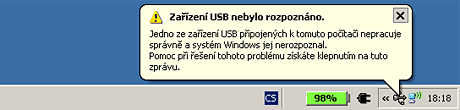 USB zazen nen rozpoznno
