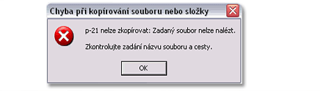 Chyba pi koprovn souboru nebo sloky